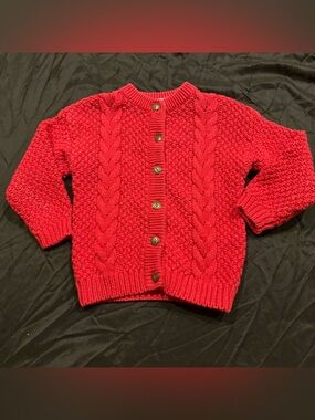 Vintage Lydia Jane red cable knit cardigan size 3T